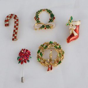 Vintage to Modern WEARABLE Christmas Costume Jewelry 5 Pieces - Gerry's